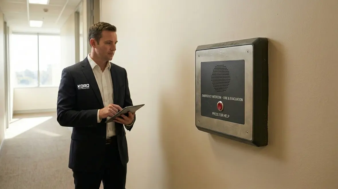 Warning speaker coverage in commercial facility