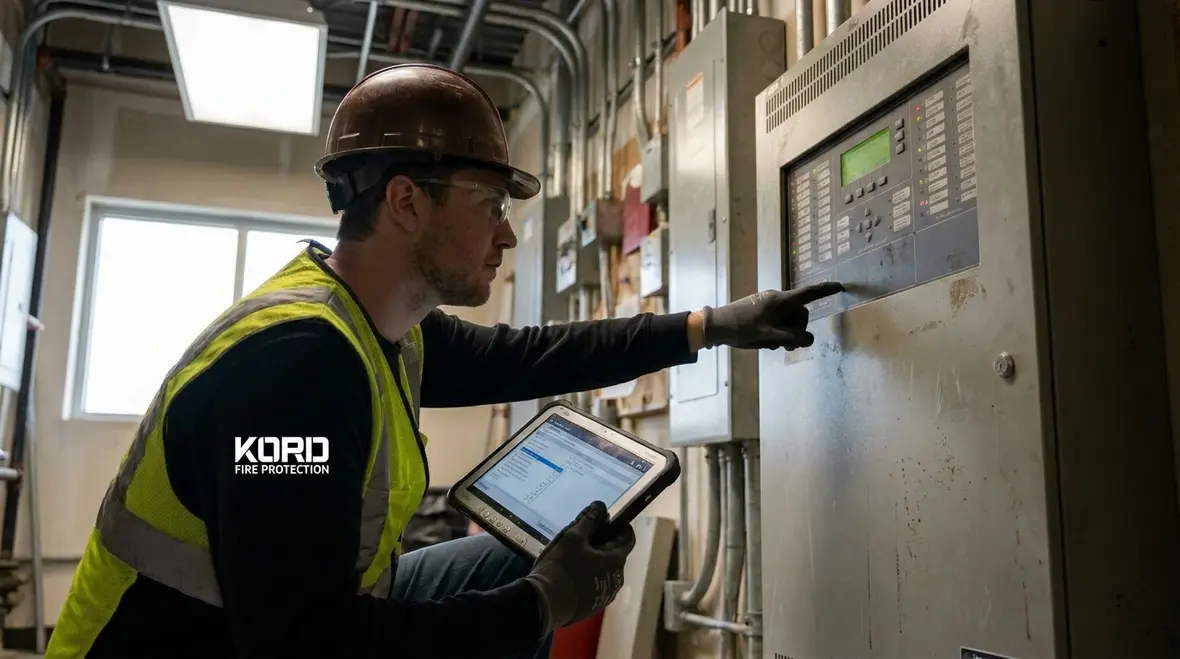 Fire alarm interfaces and control logic in commercial buildings