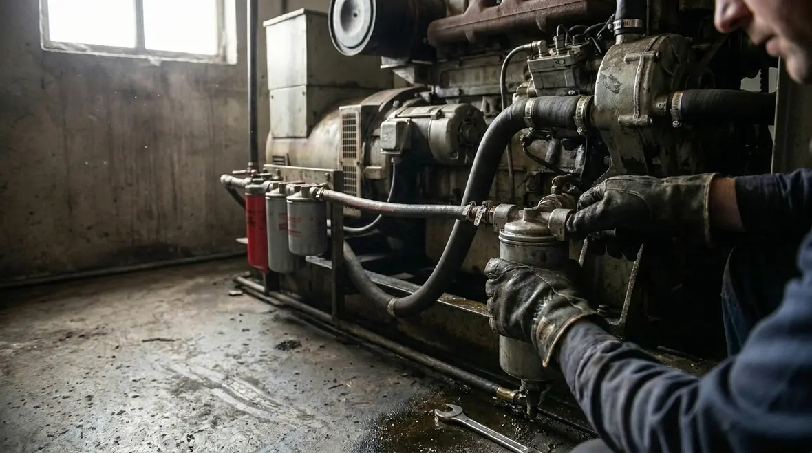 Diesel fire pump engine inspection for fuel cooling and starting systems