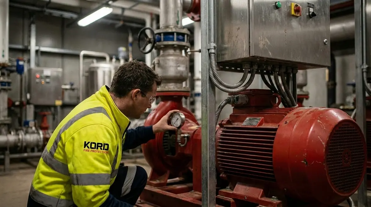 Electric fire pump maintenance inspection under AS 1851