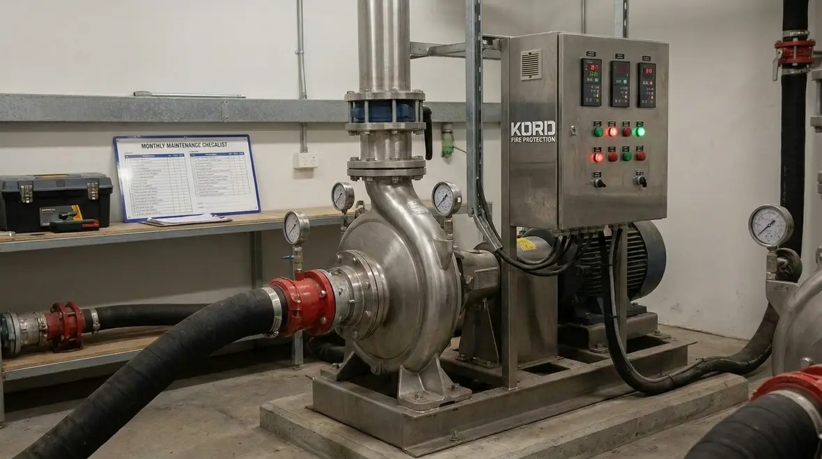AS 1851 fire pump testing gauges and controls