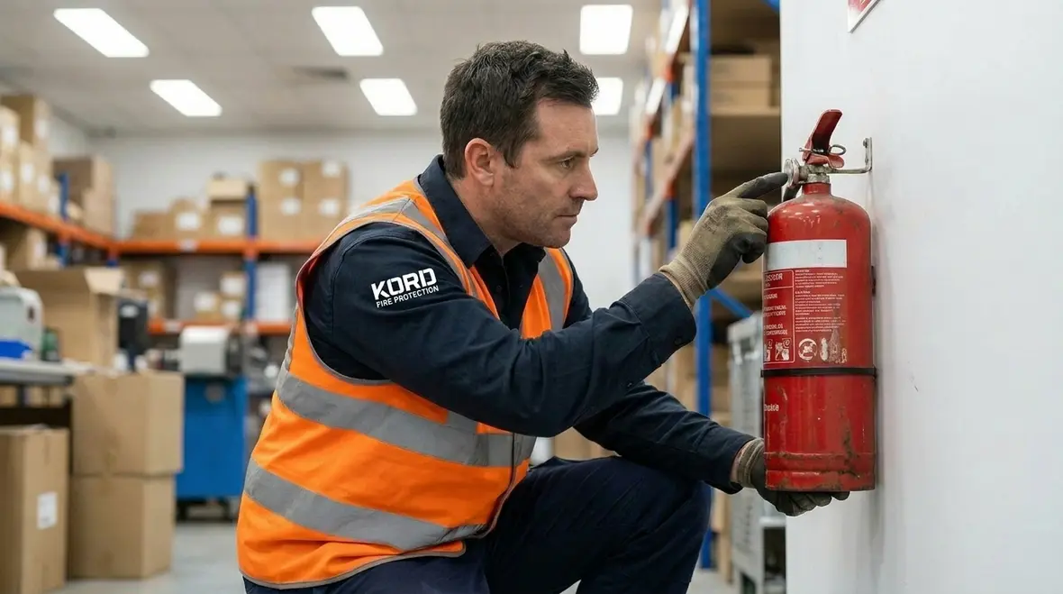 Fire extinguisher service inspection checklist in commercial facility