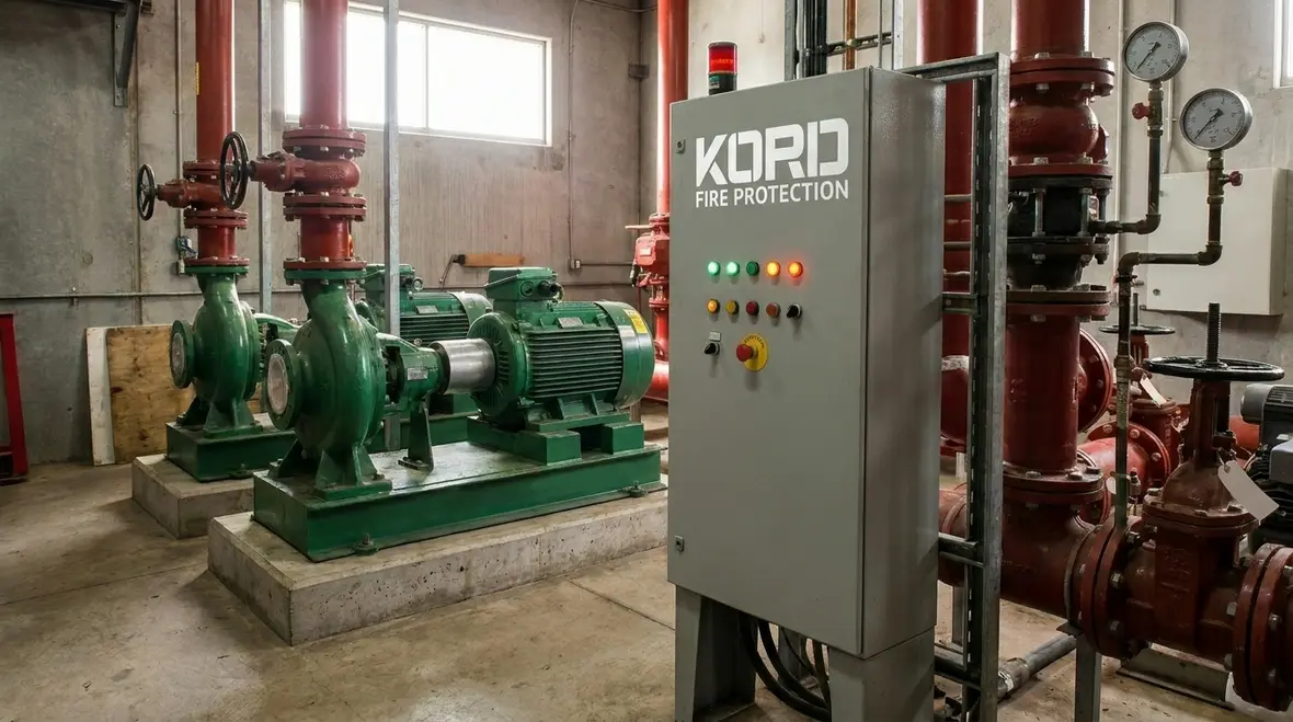 Fire pump room layout for high risk facility