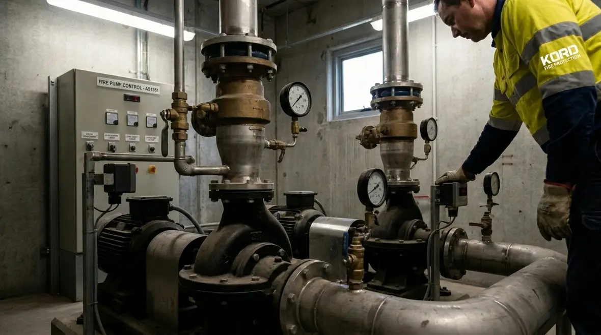 Sprinkler pump equipment and pipework for AS 2118 design standards