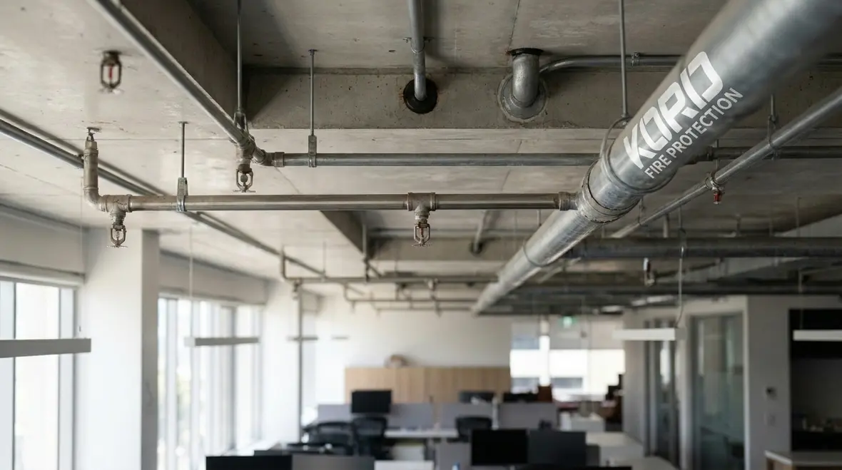 AS 2118.1 sprinkler system pipework layout in commercial facility