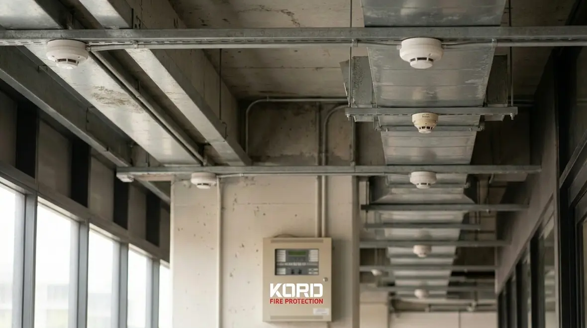 Fire alarm system interface and compliance planning for commercial building