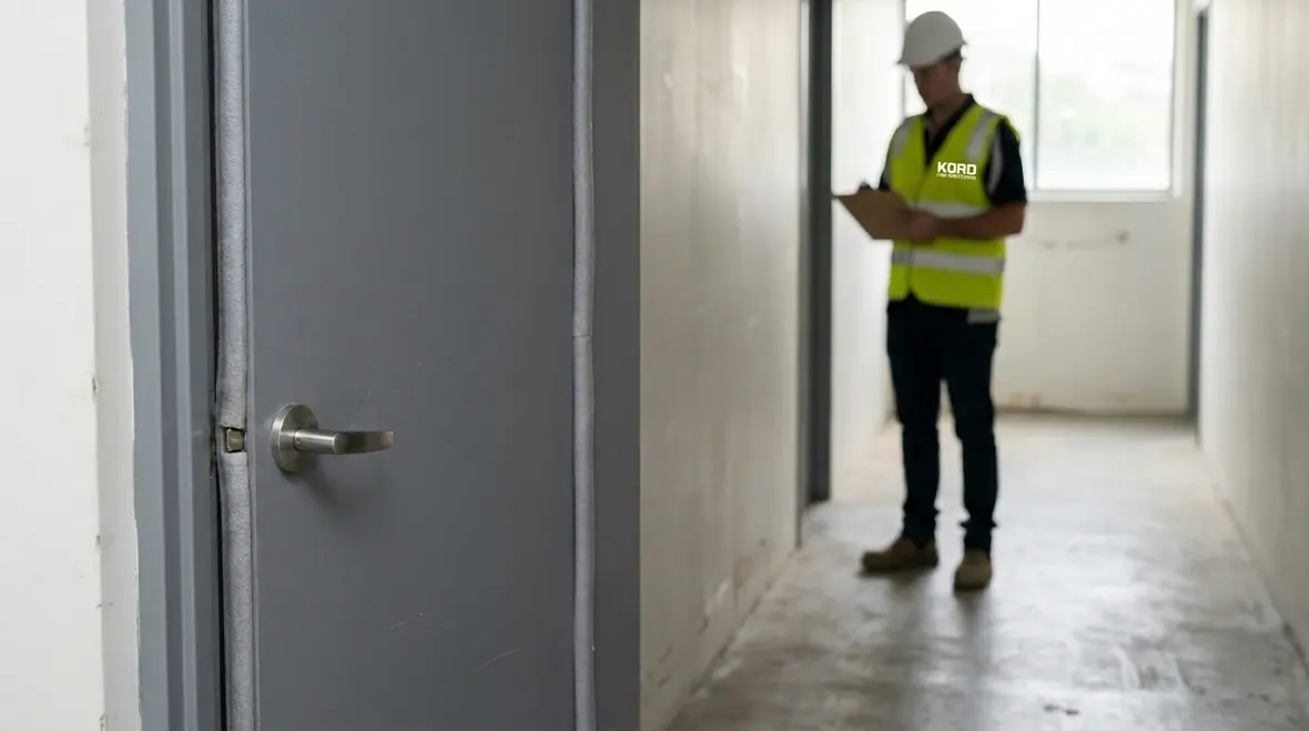 Fire doorset compliance inspection on commercial site