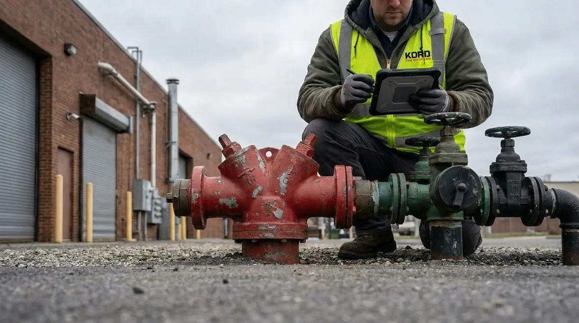 Fire hydrant valves testing and commissioning setup