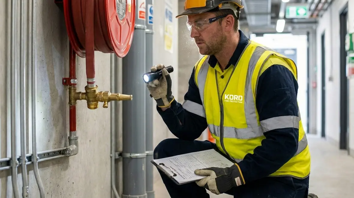 Accessible fire hose reel location in warehouse