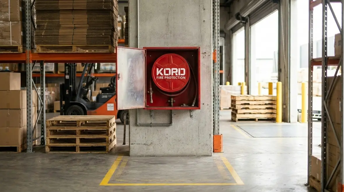 Fire hose reel compliance equipment in commercial facility