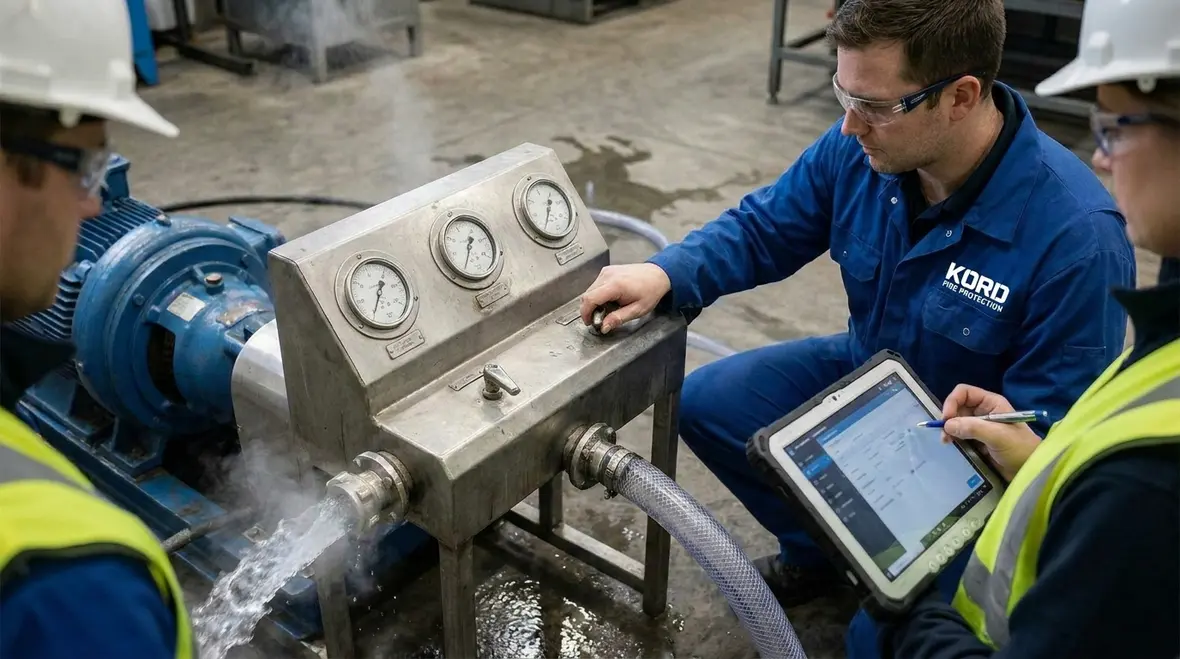Pressure and flow verification during fire pump acceptance testing