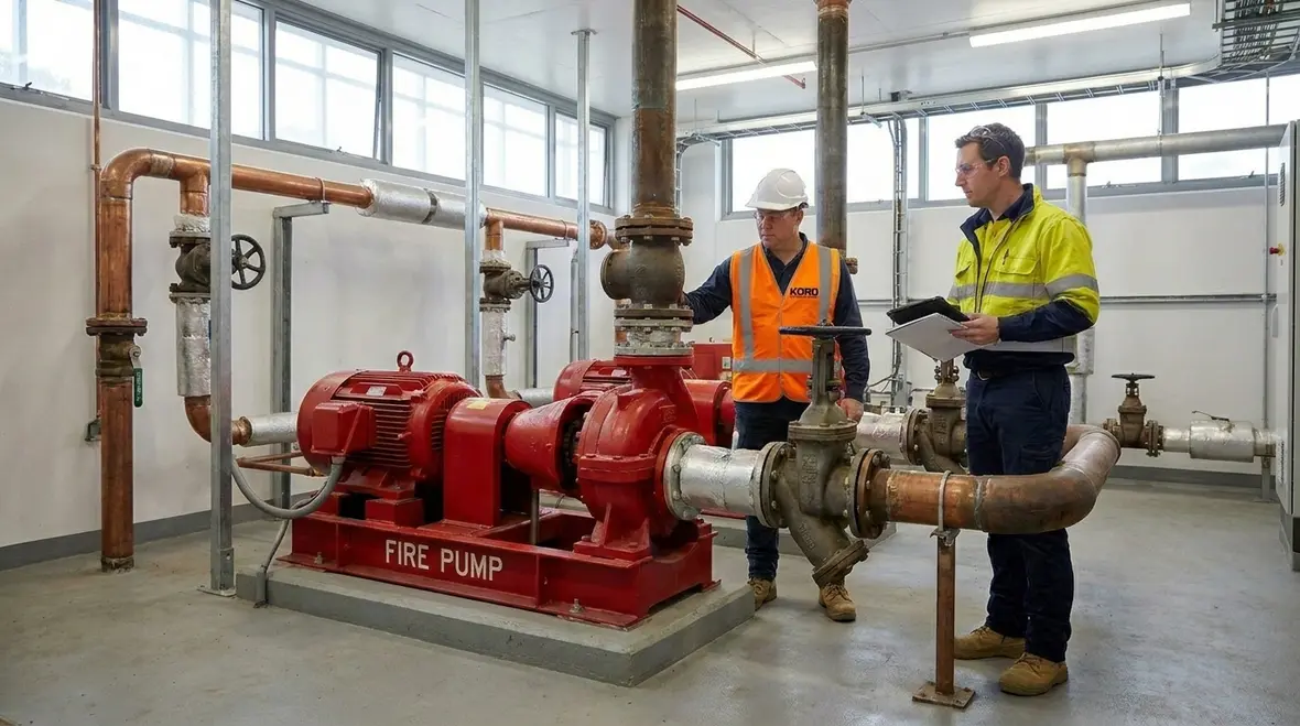 Fire pump room suction and discharge layout under AS 2941