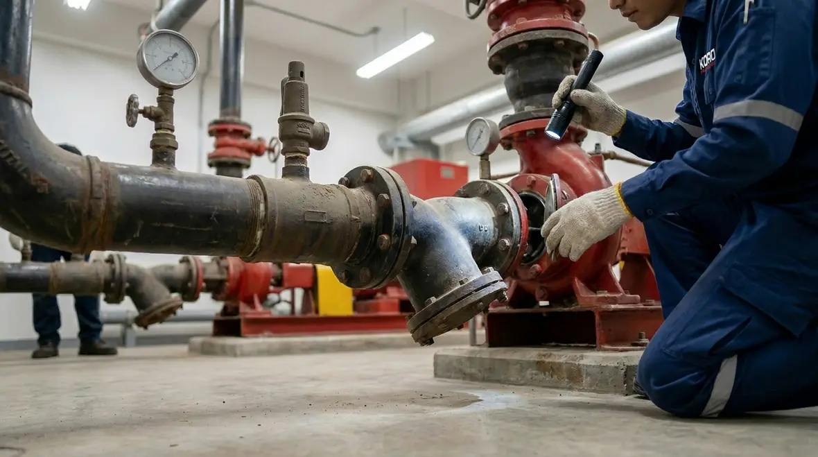 Fire pump suction pipe arrangement and valve setup