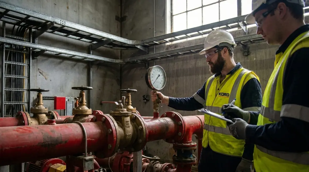 Fire pump discharge pipework and testing points