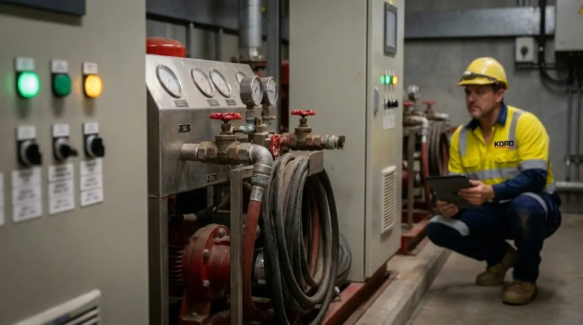AS 2941 fire pump inspection setup