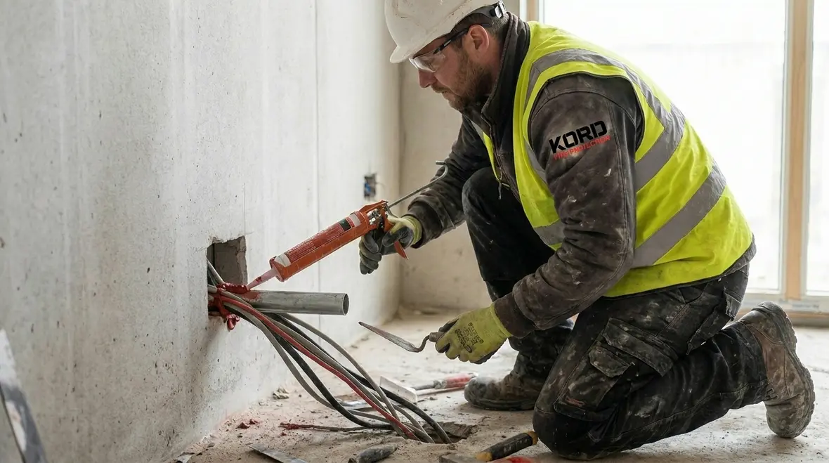Service penetrations through a rated wall requiring fire stopping