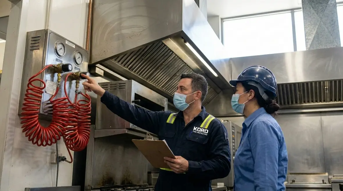 Commercial kitchen hood and duct fire risk inspection