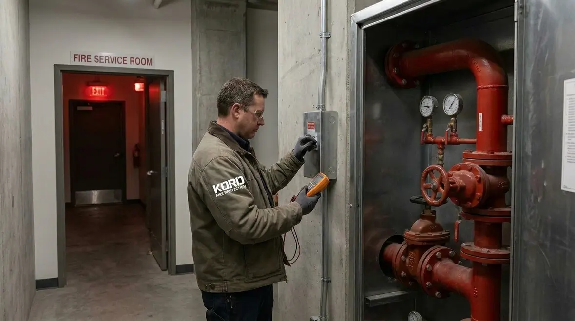 Installed fire pump set for sprinkler system testing