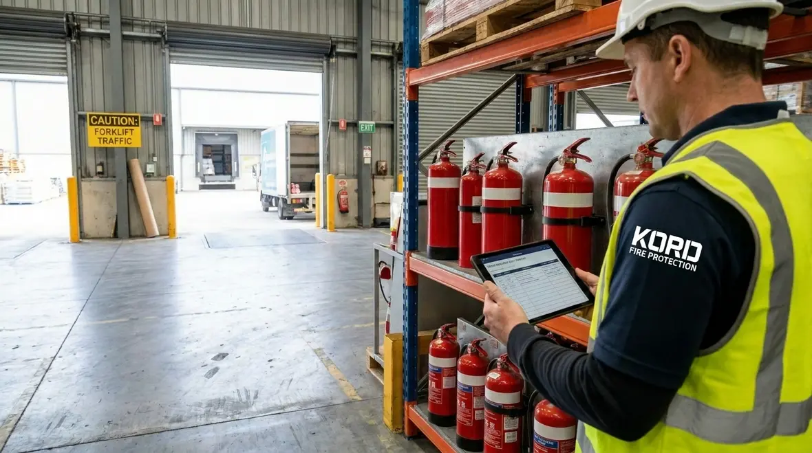 Fire extinguishers installed across industrial and commercial risk areas