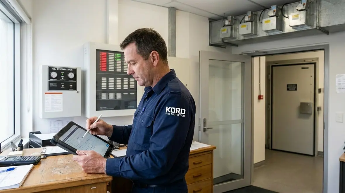 CO2 fire system compliance inspection and commissioning