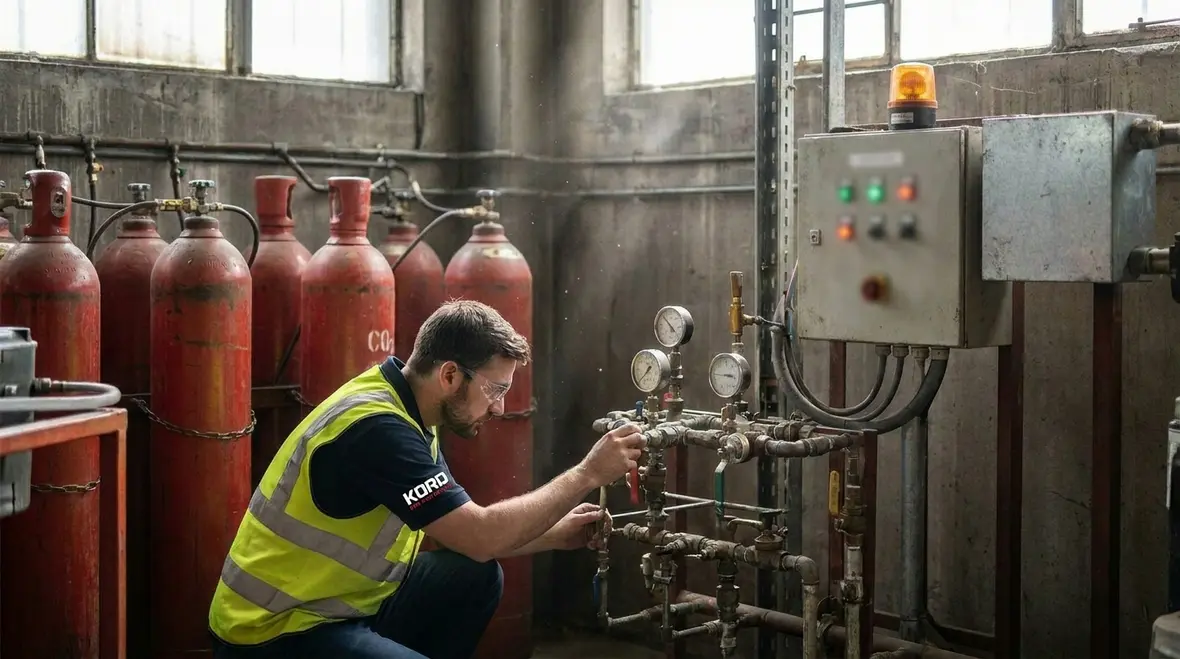 Engineered CO2 protected room with warning systems