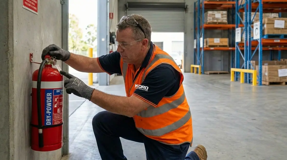 Fire extinguisher service record and compliance check