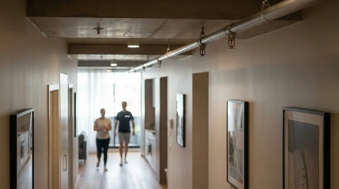 Apartment sprinkler pipework and corridor coverage in Melbourne