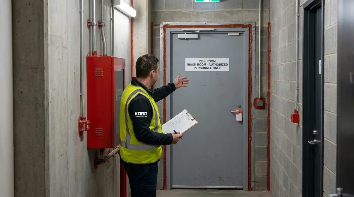 Technician planning Halon 1301 replacement and system commissioning