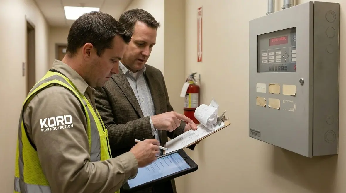 testing smoke detectors and alarm sounder audibility in warehouse
