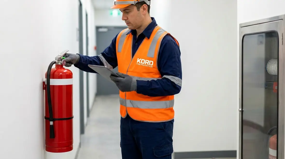 portable fire extinguisher inspection at commercial site