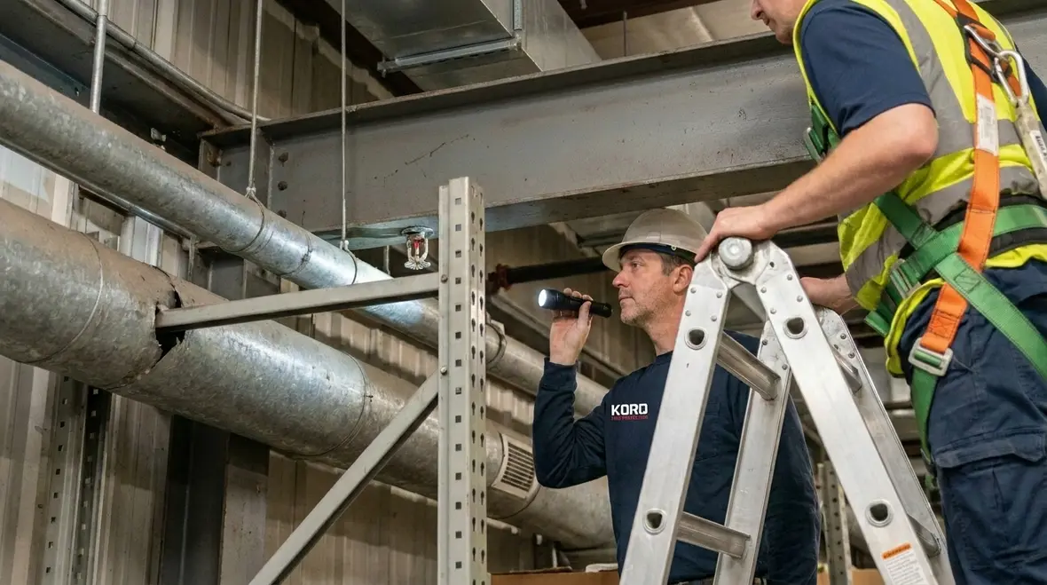 Commercial fire sprinkler valve and gauge inspection in Melbourne facility