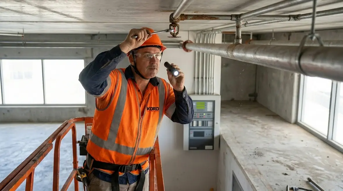 Commercial fire sprinkler maintenance inspection in Perth warehouse