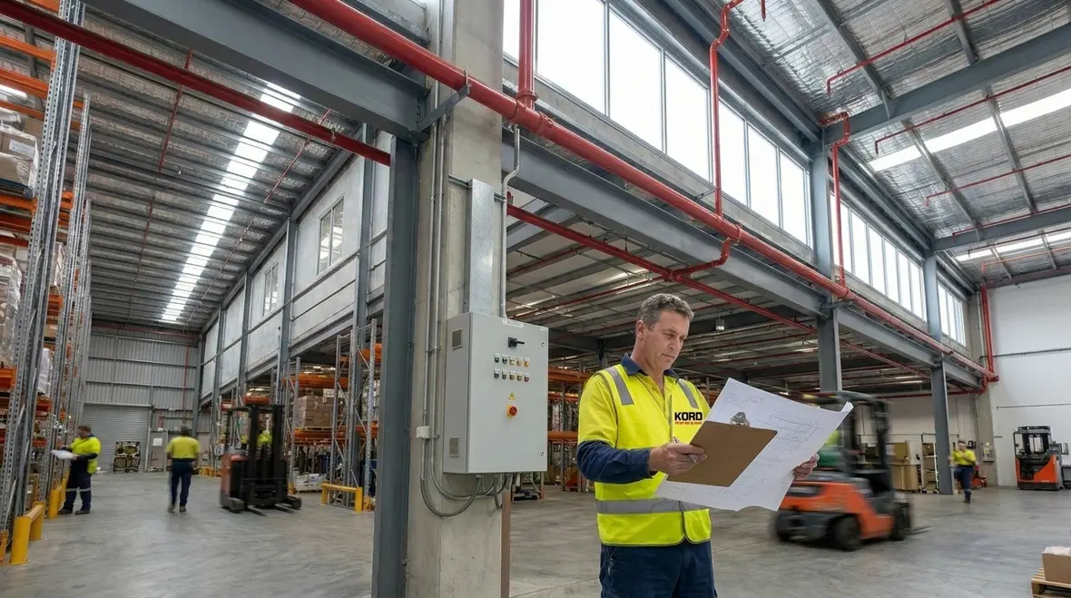 Commercial fire sprinkler pipework installed in Brisbane facility