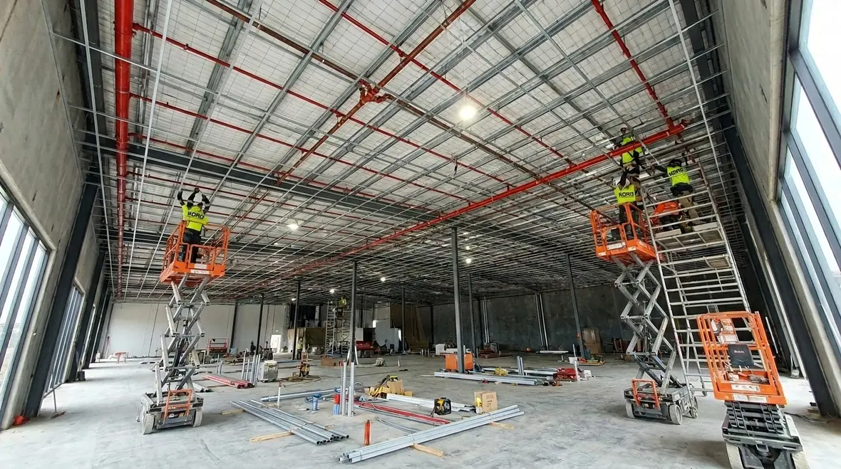 fire sprinkler install ceiling void