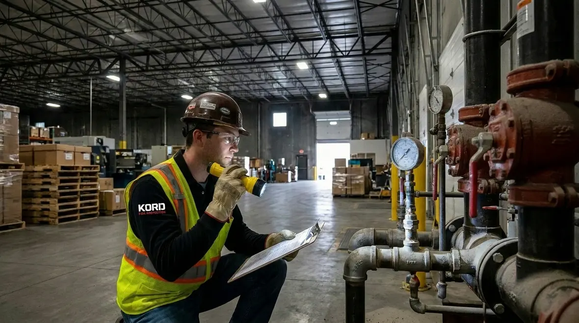 inspection of commercial fire sprinkler valves and gauges
