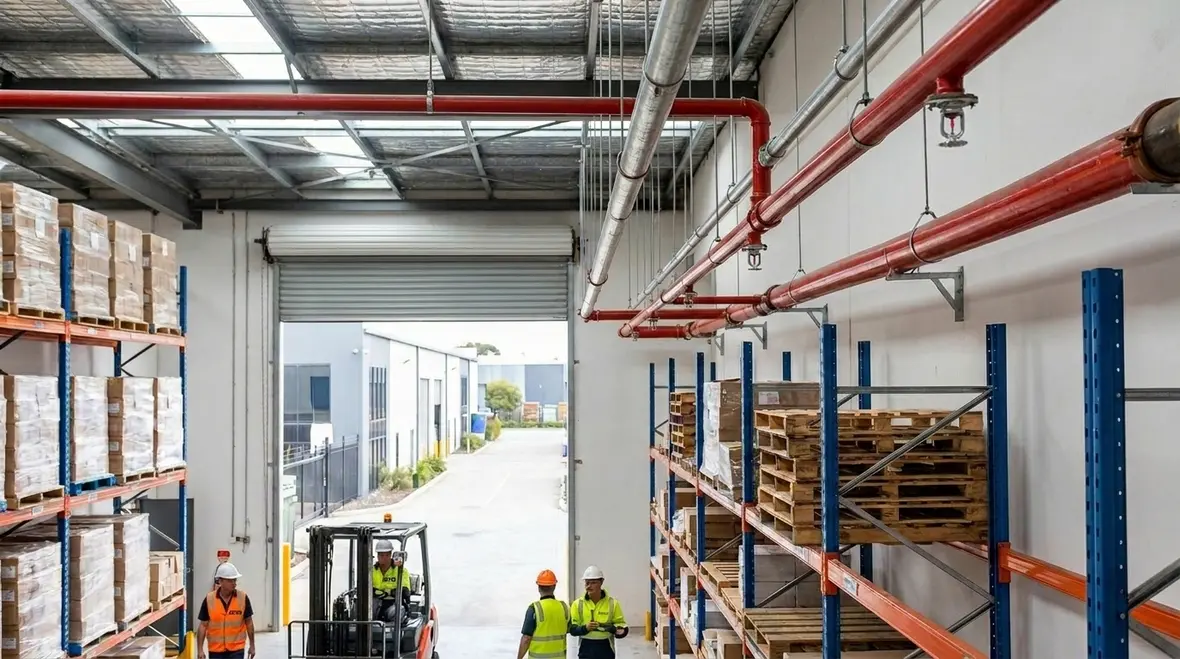 Geelong fire sprinkler warehouse interior