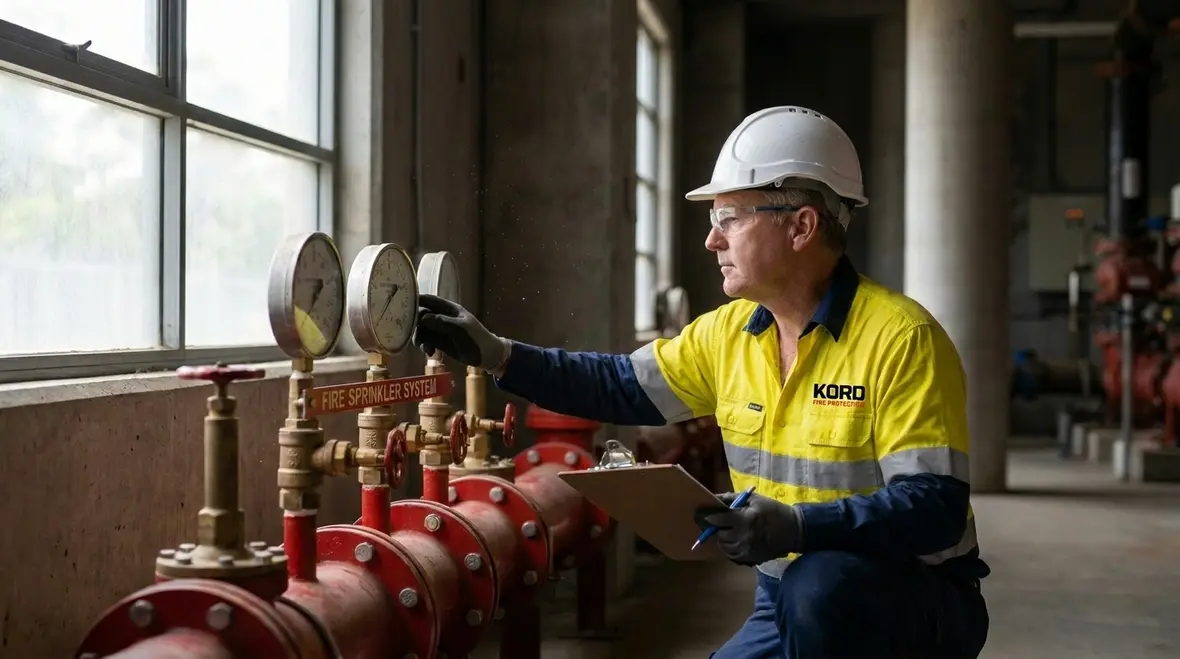 Fire sprinkler pipework and valve inspection in Australian facility