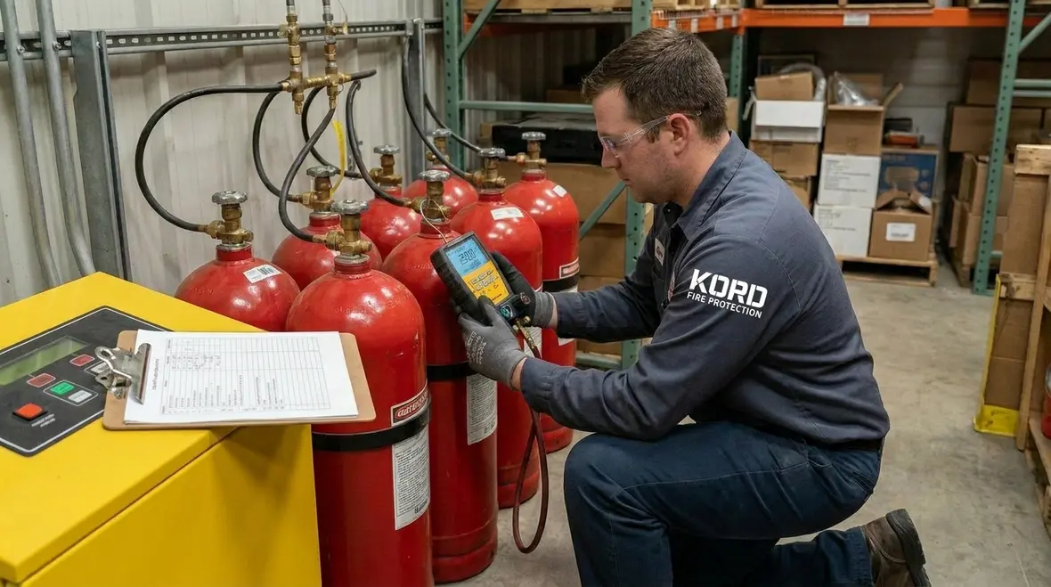 fire suppression cylinders and pipework inspection service