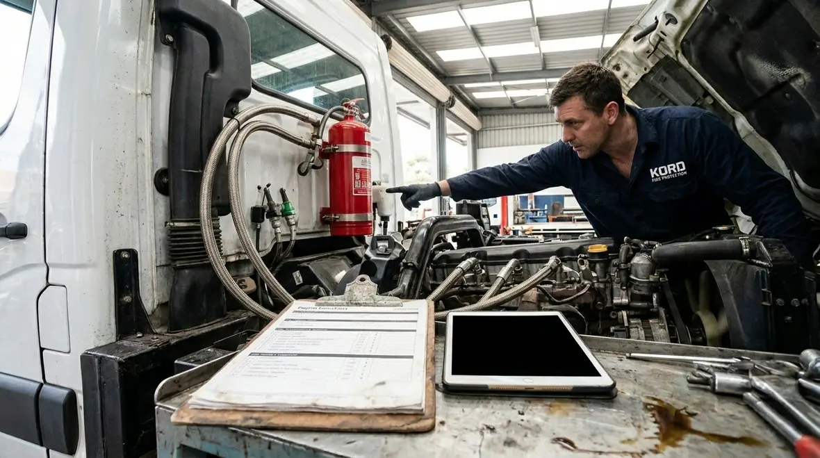 automatic fire suppression setup for Australian truck and bus fleets