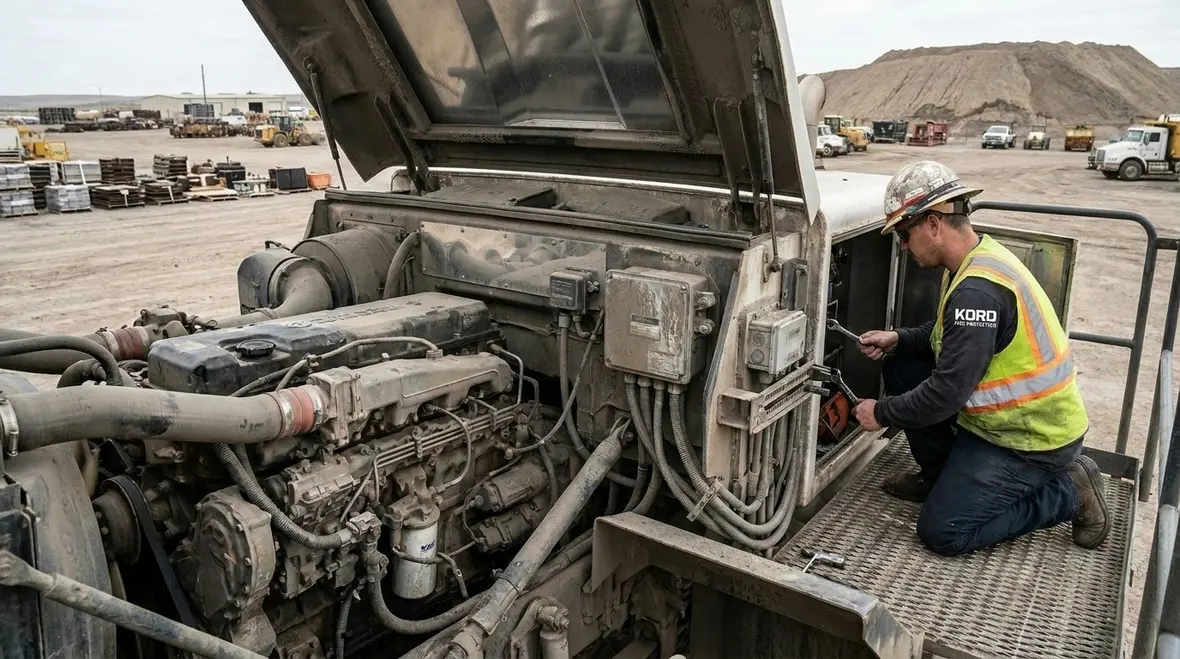 Fire suppression inspection points on mining equipment