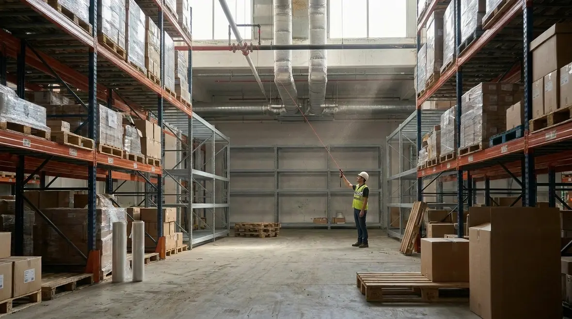 warehouse fire suppression system assessed after layout changes