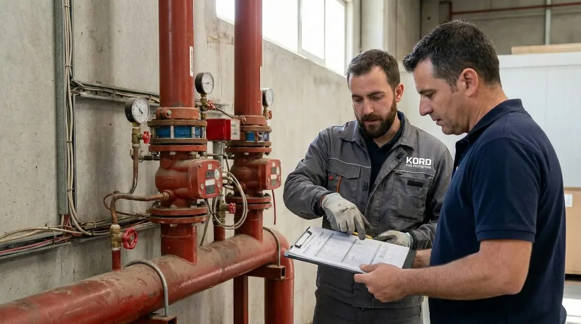 Fire sprinkler installation servicing warehouse stock protection